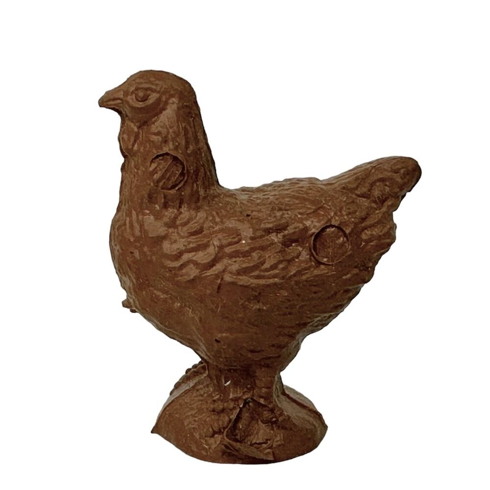 Miniature Brown Chicken Hen Figure Vintage‎ Hard Plastic 1.25" Dollhouse Craft